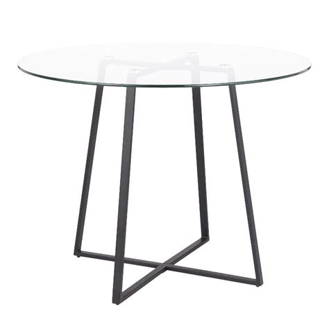 Contemporary Clear Glass And Black Round Dining Room Table Cosmo