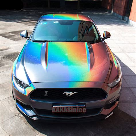 Rainbow Grey Glossy Car Laser Holographic Magic Chrome Vinyl Wrap