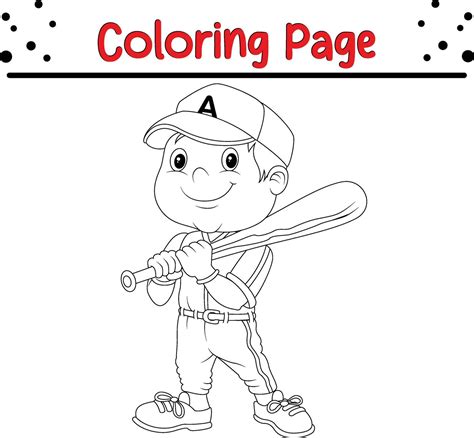 Coloring Page Little Boy Playing Baseball 36482453 Vector Art At Vecteezy