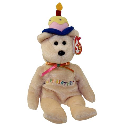 Ty Beanie Baby Happy Birthday The Bear Wcake And Candle Hat 10 Inch