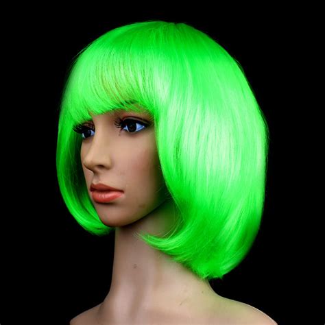 Womens Fashion Green Short Bob Hair Cosplay Party Wigs