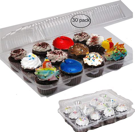 Pizety Case Of 30 Plastic Cupcake Boxes 12 Compartment