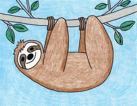 Easy How to Draw a Sloth Tutorial Video and Sloth Coloring Page | Sloth