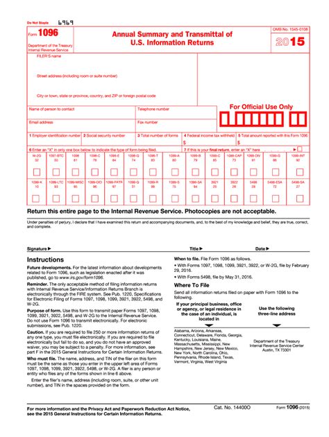Free Irs Form 1096 Template Rewabags