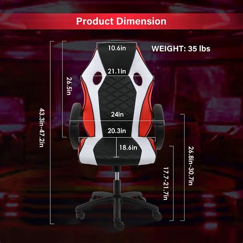 Black And White And Red Ergonomic Adjustable Swivel Gaming Chair From Yssoa