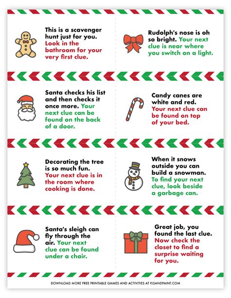 Free Printable Christmas Scavenger Hunt Clues Printable Blog