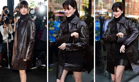 Anne Hathaway Channels Devil Wears Prada Role In Leggy Nyfw Display With Anna Wintour