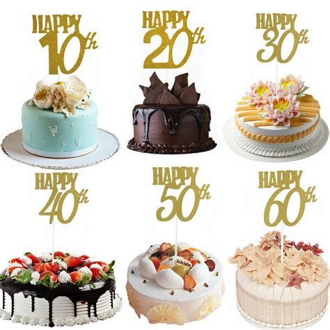 Design your own sticker set, including the shape! Happy Birthday Party Topper Glitter 10-60th Anniversary ...