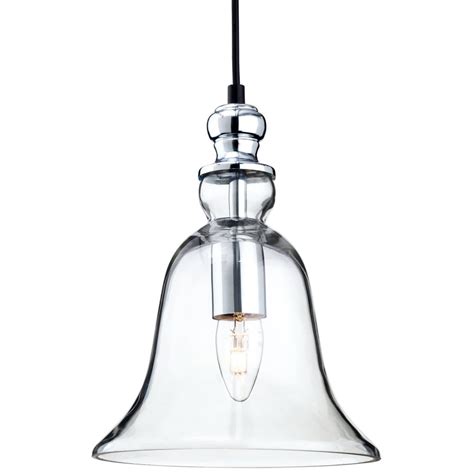 Firstlight Omar Clear Glass Bell Ceiling Pendant Light In Chrome 3411