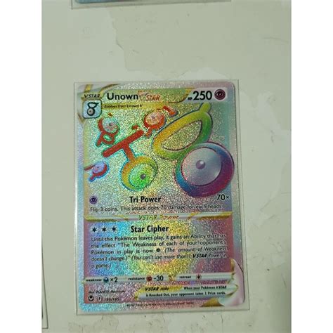 Pokemon Unown Vstar Hyper Rare Rainbow Silver Tempest Card Shopee
