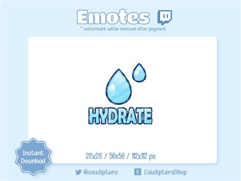 Twitch Emote Discord Hydrate Water Drop Water Drink Etsy Australia