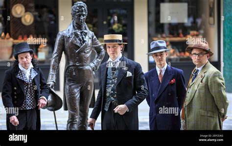 British Chaps With The Statue Of Beau Brummell At The Grand Flaneur