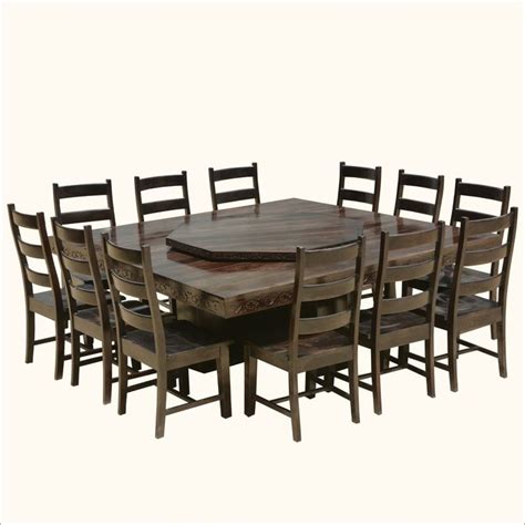 modern pioneer solid wood lazy susan pedestal dining table