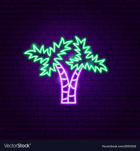 Two Palm Trees Neon Label Royalty Free Vector Image