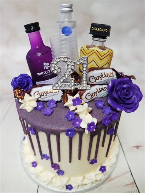 Crafty Cakes Exeter Uk Purple Gin And Friends Drip Cake