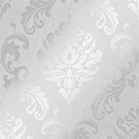 Chelsea Glitter Damask Wallpaper Soft Grey Silver I Love