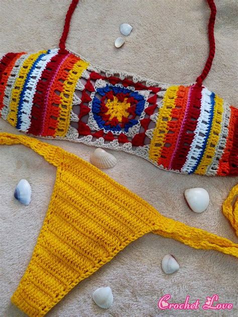 Maravilhoso Biquíni De Crochet Feito à Mão Com A Melhor Linha 100