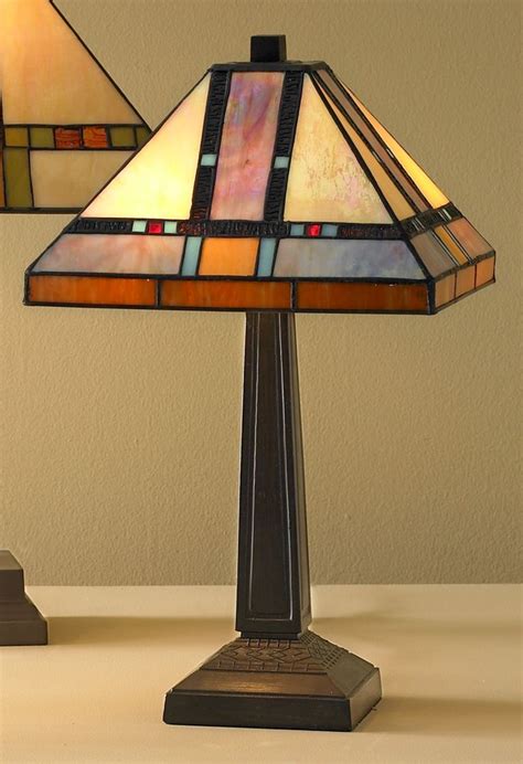 Square or hexagon shapes and wood frames are common. 53 best images about Mission style or stained glass lamps ...