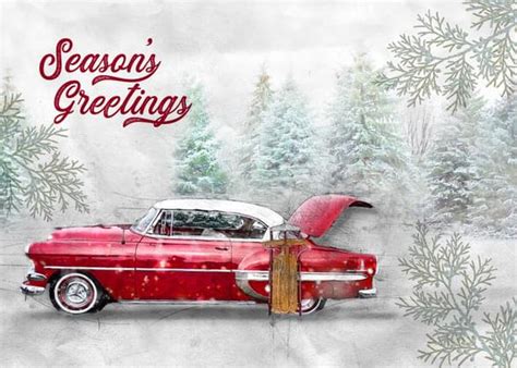 Old Cars Seasons Greetings / Happy Holidays Card with your own