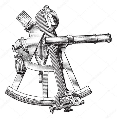 sextant isolated on white vintage engraving — stock vector © morphart 9091870