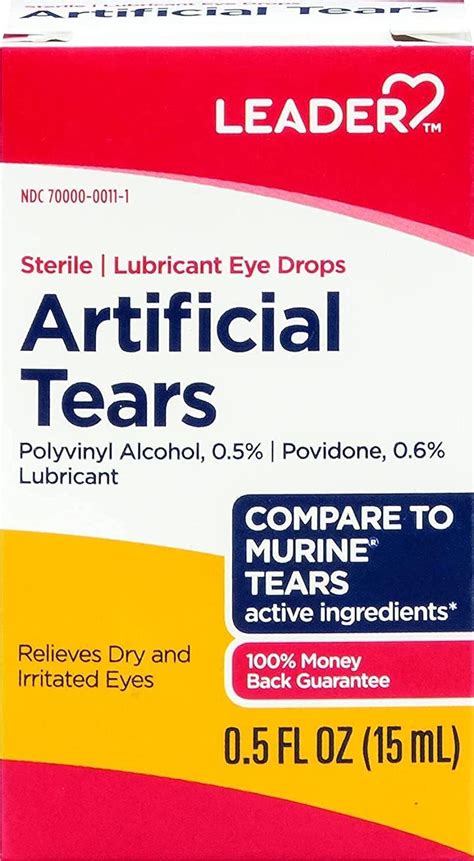 Amazon Com Leader Artificial Tears Lubricant Eye Drops For Dry Eyes Ml Health Household