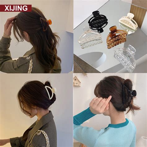 Xj Pure Color Simple Hair Claw Korea New Fashion Hair Clip Shopee Malaysia