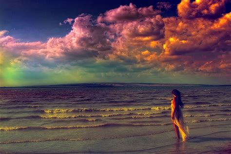 Wallpaper Face Sunlight Women Sunset Sea Shore Reflection Sky