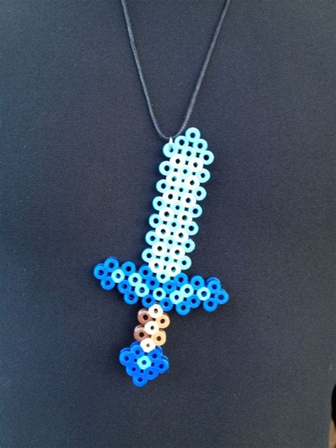 Minecraft Diamond Sword Perler Bead Necklace Making These For Prizes
