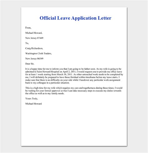 How To Write A Leave Letter 29 Sample Letters For Work And School