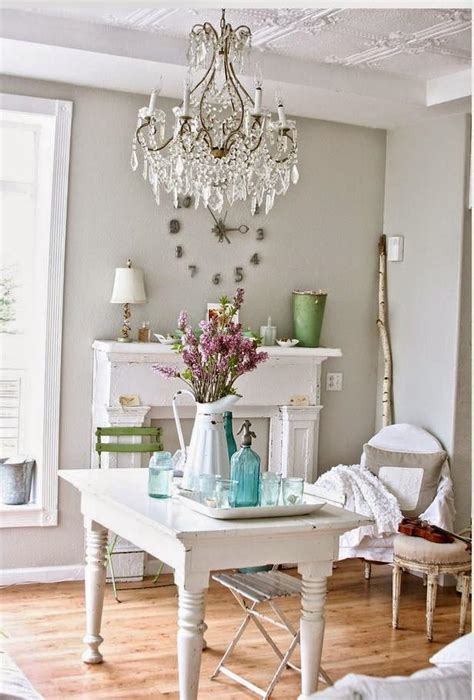 This living room features a beautiful dark wood floor, complemented by a white and gray rug in a moroccan pattern. 52 Ways Incorporate Shabby Chic Style into Every Room in ...
