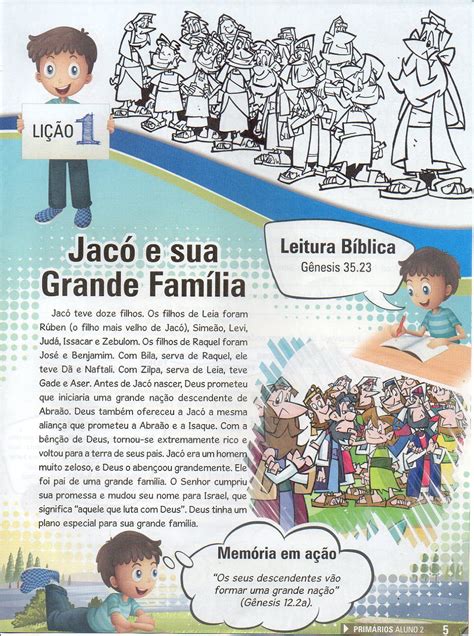 Pequeninos De Jesus Lição 01 Jacó E Sua Grande Família