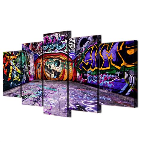 Graffiti Street Art Framed 5 Piece Canvas Wall Painting Print Buy