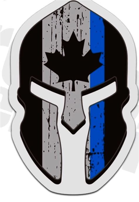 Canada Flag Thin Blue Line Spartan Helmet Decal Canadian Police Sticke