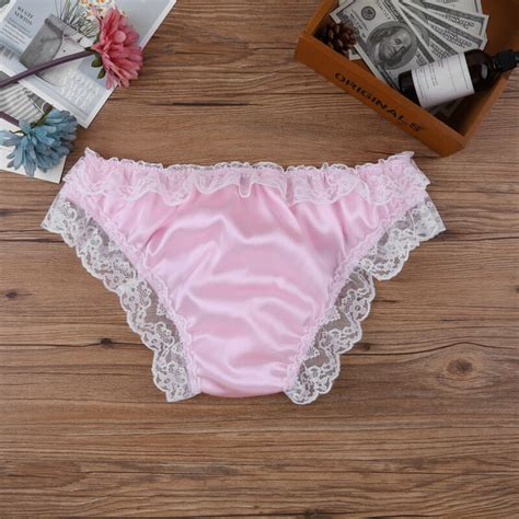 Sexy Men Lace Satin Brief Frilly Sissy Panties Open Penis Sheath Thong Underwear Ebay