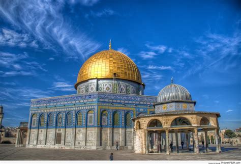 Dome Of The Rock Mosque On Deep Blue Sky Al Quds Jerusalem