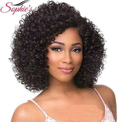 Sophies Short Human Hair Wigs For Black Women Jerry Curl Human Hair Wigs Non Remy 4 Colors