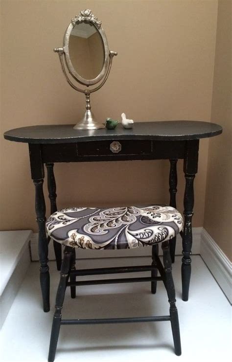 Contemporary style was variegated with a handful of vintage accessories. Little Black Vanity Desk | Hometalk