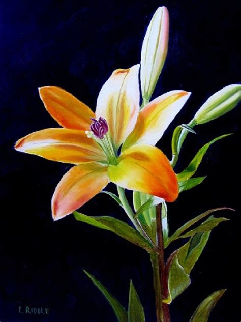 Yellow Lily Oil Original Lily Painting X Etsy In Lily