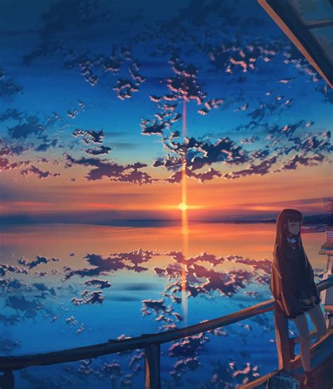 Sunset Aesthetic Anime Scenery Iphone Wallpaper Wallpaper Scenic