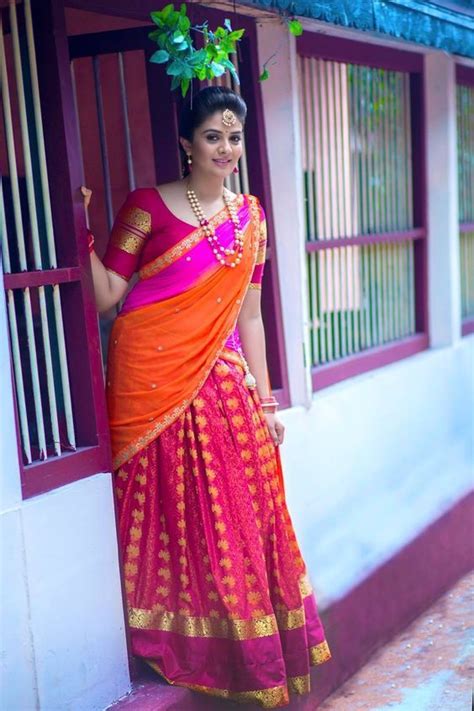 40 Half Saree Designs That Are In Trend This Year Candy Crow Pink Half Sarees Half Saree