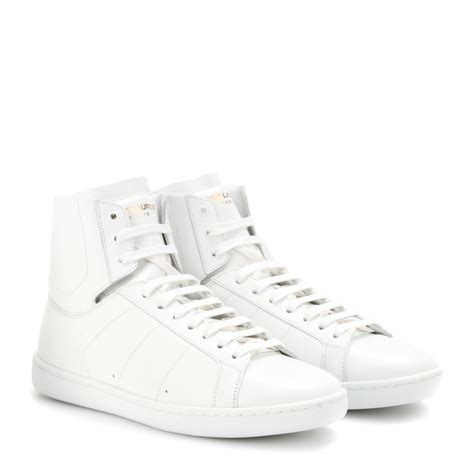 Saint Laurent Court Classic Leather High Top Sneakers In White Lyst