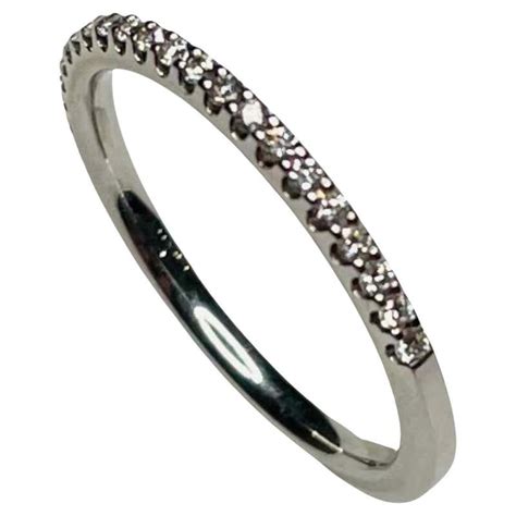 18k White Gold Half Way Baguette Anniversary Ring Band For Sale At