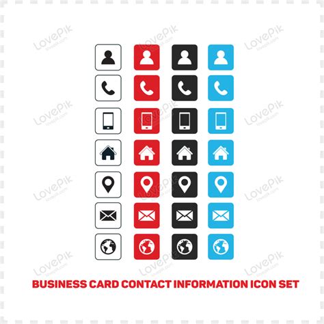 Business Card Icons Set Vector Collection Graphics Imagepicture Free