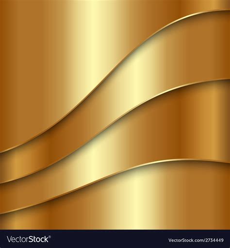 Abstract Golden Metallic Background With Curves Vector Image