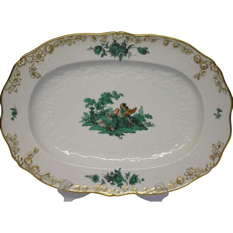 Meissen Green Watteau Courting Scene 14 1/2' Oval Serving Platter | Serving platters, Meissen ...
