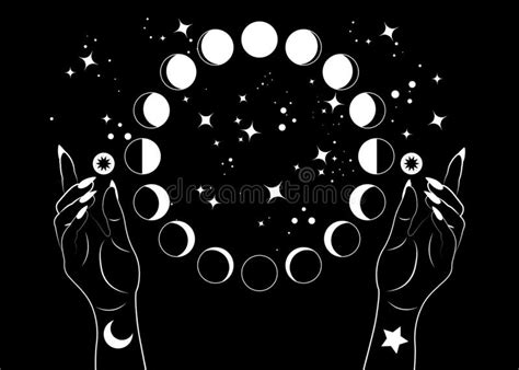 Mystical Moon Phases And Woman Hands Triple Moon Pagan Wiccan Goddess