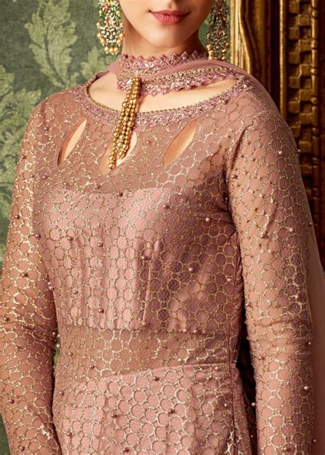 Convert 75 us dollar (usd) to malaysian ringgit (myr). peach jacquard net floor length designer anarkali suit 7106