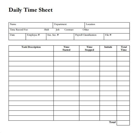 Printable blank daily pdf time sheet form printout this printable blank daily freeprintable.internet gives stunning printable recordsdata that you could customise and print in. 24+ Payroll Timesheet Templates & Samples - DOC, PDF ...