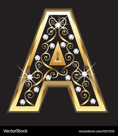 A Gold Letter With Swirly Ornaments Royalty Free Vector