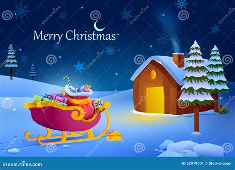 Merry Christmas Night Stock Vector Illustration Of December 62919001